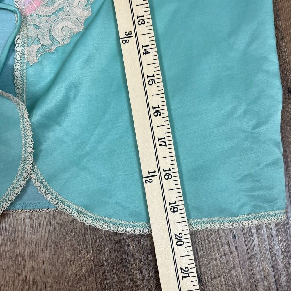 Vtg Bill Tice Pajama Top Satin Women's S Blue Embroidered Tie Long Sleeve - Picture 10 of 11